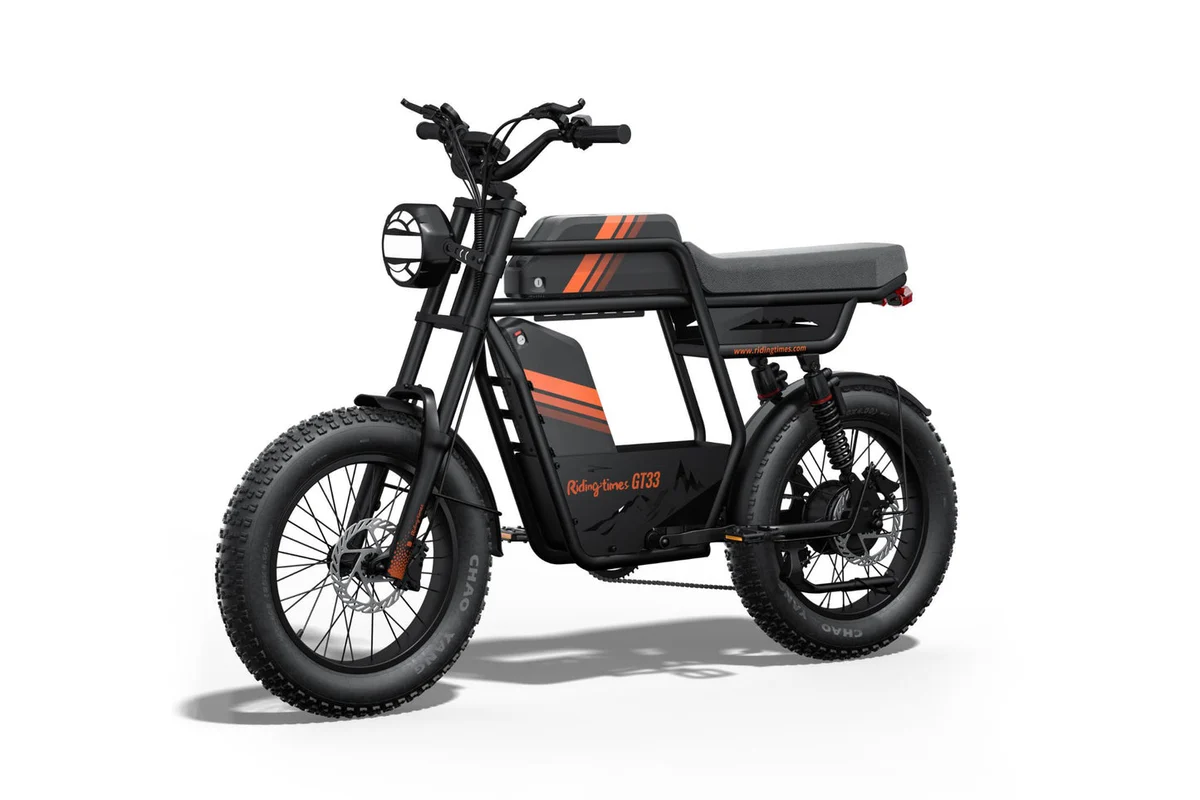 Black Riding Times GT33 cargo electric bike with orange accents
