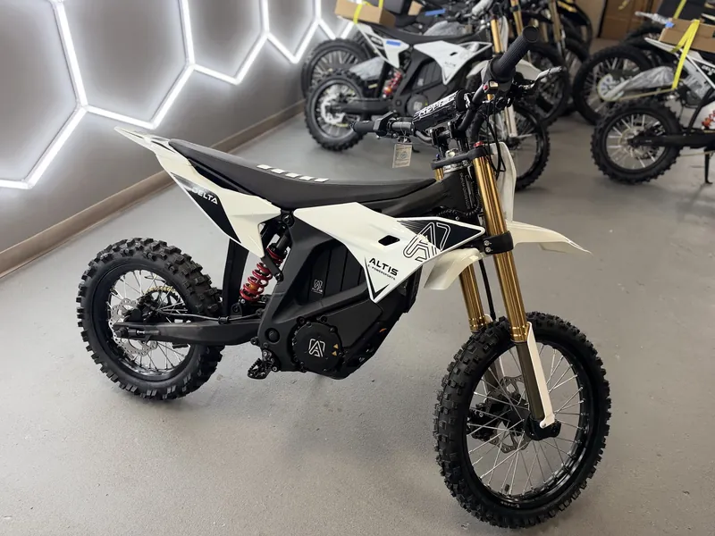 Altis Delta electric dirt bike at the VoltRush USA showroom